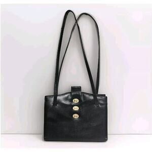 Black Vintage Ruth E Saltz Double Strap Leather‎ Purse Handbag Shoulder
